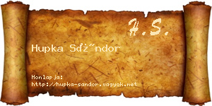 Hupka Sándor névjegykártya